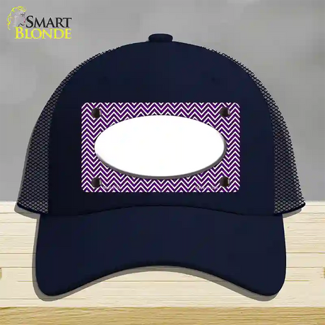 Purple White Chevon White Center Oval Novelty License Plate Hat Mesh / Navy