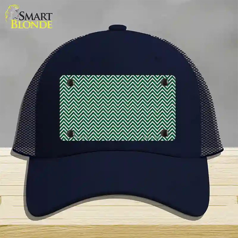 Green White Chevron Novelty License Plate Hat Mesh / Navy