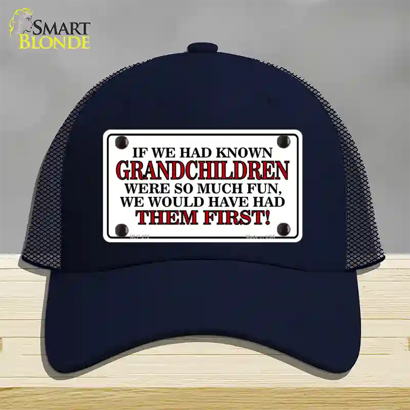 Grandchildren First Novelty License Plate Hat Mesh / Navy