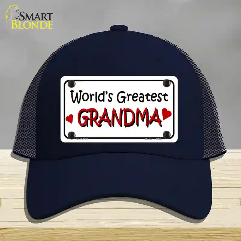 Worlds Greatest Grandma Novelty License Plate Hat Mesh / Navy