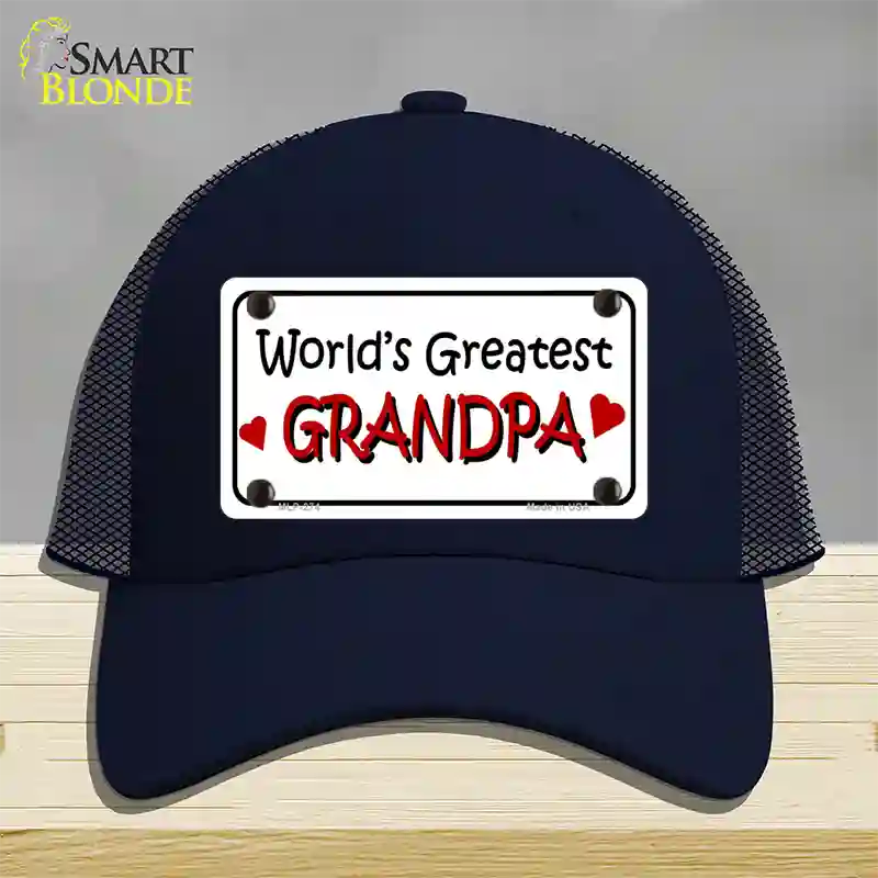 Worlds Greatest Grandpa Novelty License Plate Hat Mesh / Navy