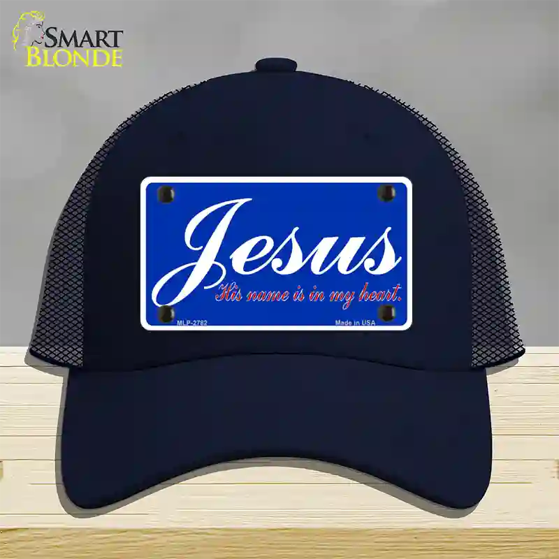 Jesus Blue Novelty License Plate Hat Mesh / Navy