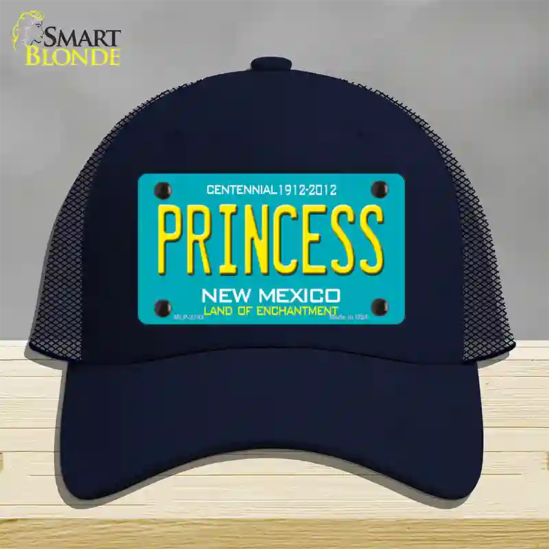 Princess New Mexico Teal Novelty License Plate Hat Mesh / Navy