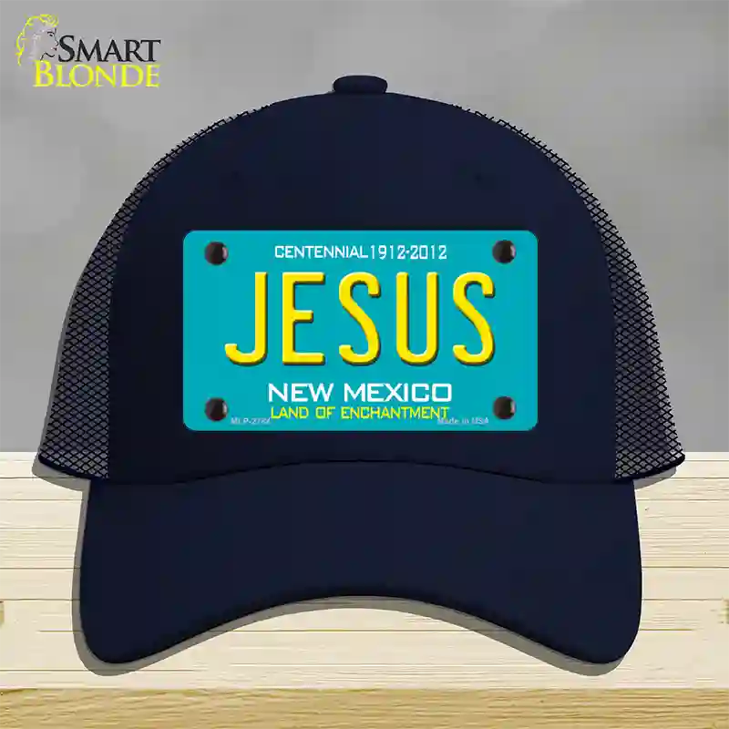 Jesus New Mexico Teal Novelty License Plate Hat Mesh / Navy