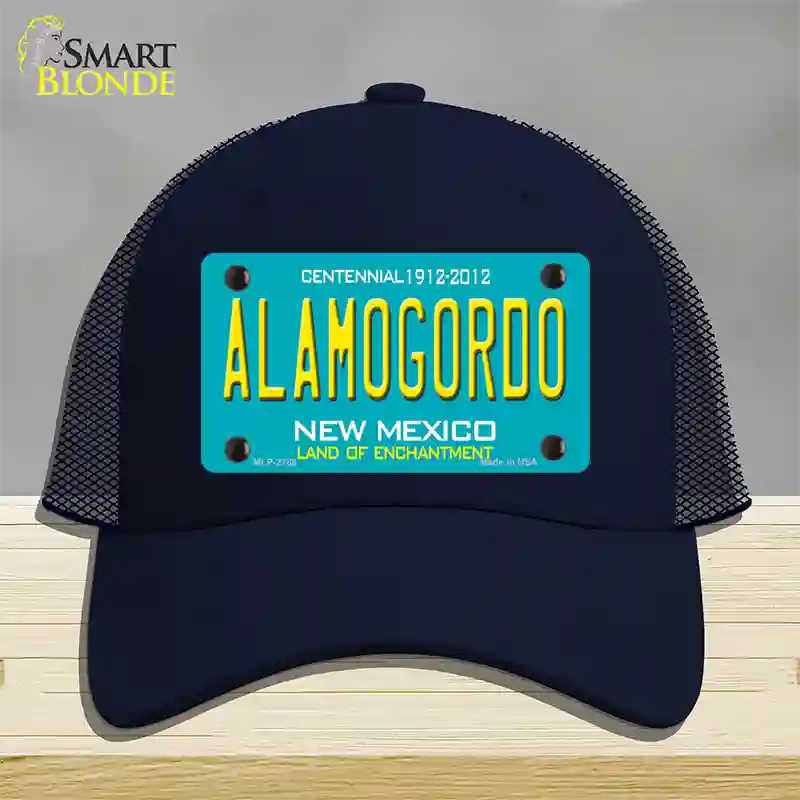 Alamogordo New Mexico Teal Novelty License Plate Hat Mesh / Navy