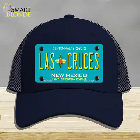 Las Cruces New Mexico Teal Novelty License Plate Hat Mesh / Navy