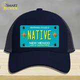 Native New Mexico Teal Novelty License Plate Hat Mesh / Navy