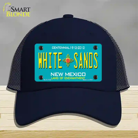 White Sands New Mexico Teal Novelty License Plate Hat Mesh / Navy