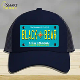 Black Bear New Mexico Teal Novelty License Plate Hat Mesh / Navy