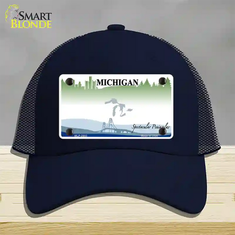 Michigan Peninsulas State Blank Novelty License Plate Hat Mesh / Navy