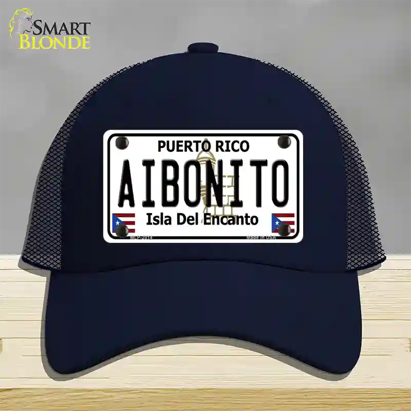 Aibonito Puerto Rico Novelty License Plate Hat Mesh / Navy