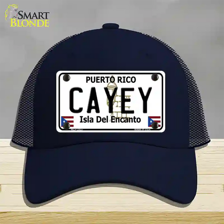 Cayey Puerto Rico Novelty License Plate Hat Mesh / Navy