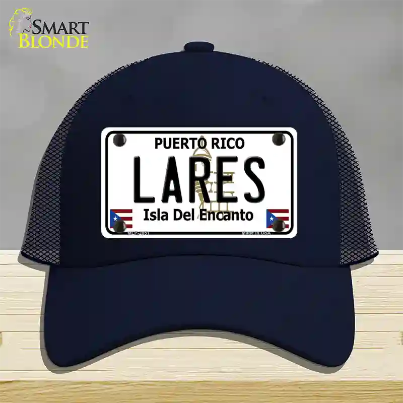 Lares Puerto Rico Novelty License Plate Hat Mesh / Navy