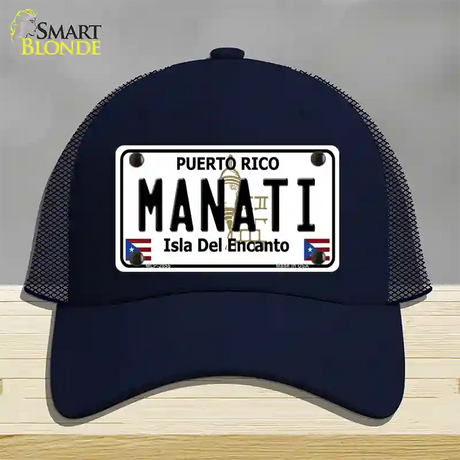 Manati Puerto Rico Novelty License Plate Hat Mesh / Navy