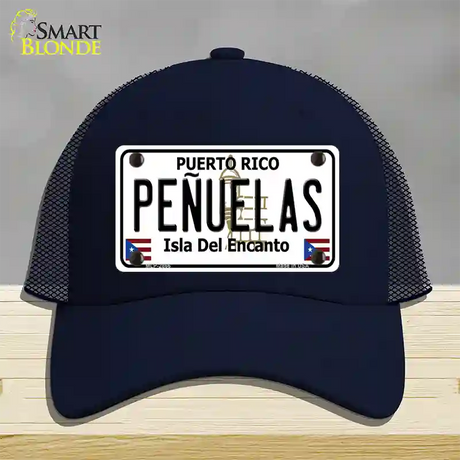 Penuelas Puerto Rico Novelty License Plate Hat Mesh / Navy