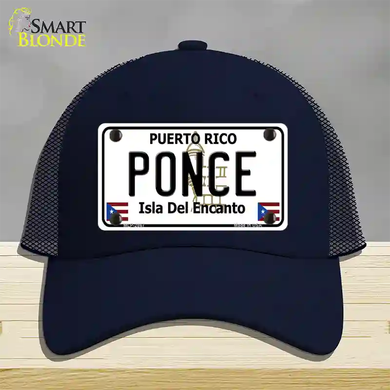 Ponce Puerto Rico Novelty License Plate Hat Mesh / Navy