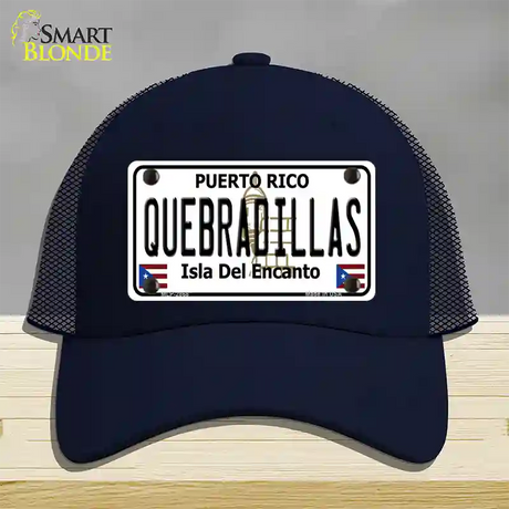 Quebradillas Puerto Rico Novelty License Plate Hat Mesh / Navy