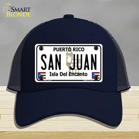 San Juan Puerto Rico Novelty License Plate Hat Mesh / Navy