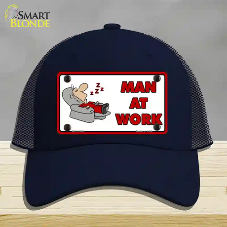 Man At Work Novelty License Plate Hat Mesh / Navy