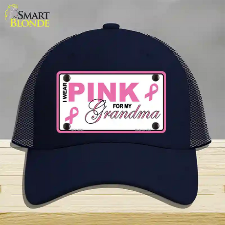 Pink For Grandma Novelty License Plate Hat Mesh / Navy