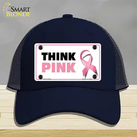 Think Pink Novelty License Plate Hat Sign Mesh / Navy