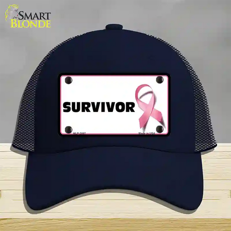 Survivor Breast Cancer Novelty License Plate Hat Mesh / Navy