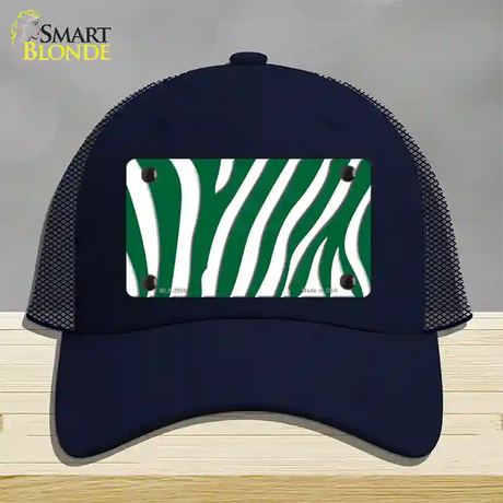 Green White Zebra Novelty License Plate Hat Mesh / Navy