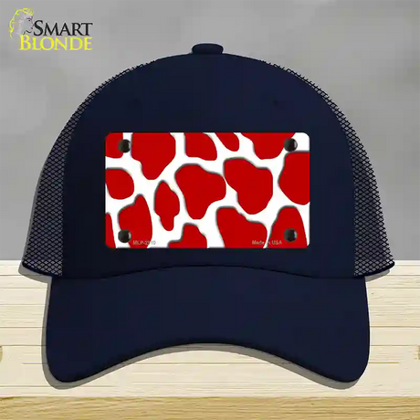 Red White Giraffe Novelty License Plate Hat Mesh / Navy