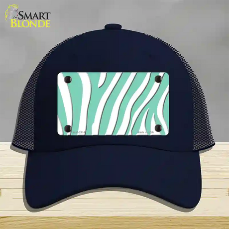 Mint White Zebra Novelty License Plate Hat Mesh / Navy