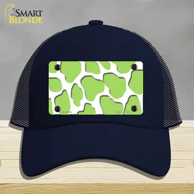 Lime Green White Giraffe Novelty License Plate Hat Mesh / Navy