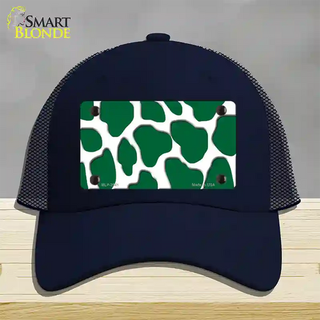 Green White Giraffe Novelty License Plate Hat Mesh / Navy