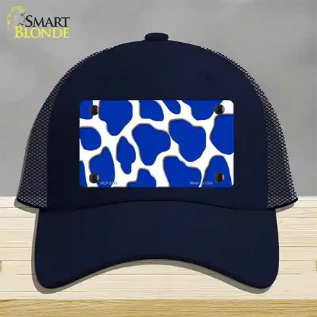 Blue White Giraffe Novelty License Plate Hat Mesh / Navy