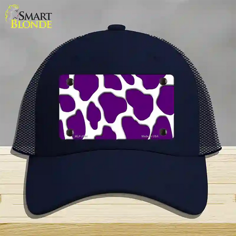 Purple White Giraffe Novelty License Plate Hat Mesh / Navy