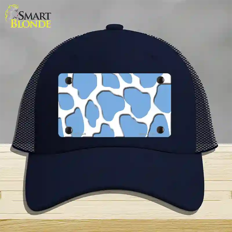 Light Blue White Giraffe Novelty License Plate Hat Mesh / Navy