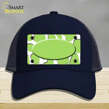 Lime Green White Giraffe Lime Green Center Oval Novelty License Plate Hat Mesh / Navy