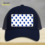 Blue White Polka Dot Novelty License Plate Hat Mesh / Navy