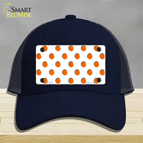 Orange White Polka Dot Novelty License Plate Hat Mesh / Navy