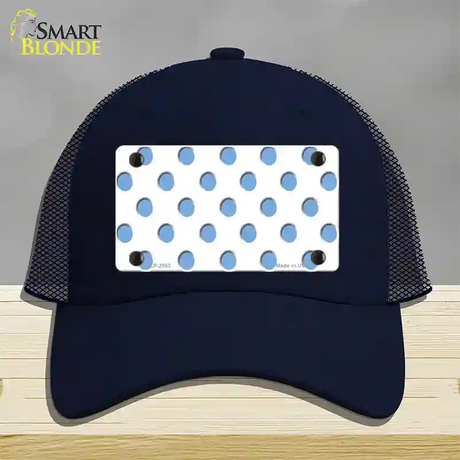 Light Blue White Polka Dot Novelty License Plate Hat Mesh / Navy