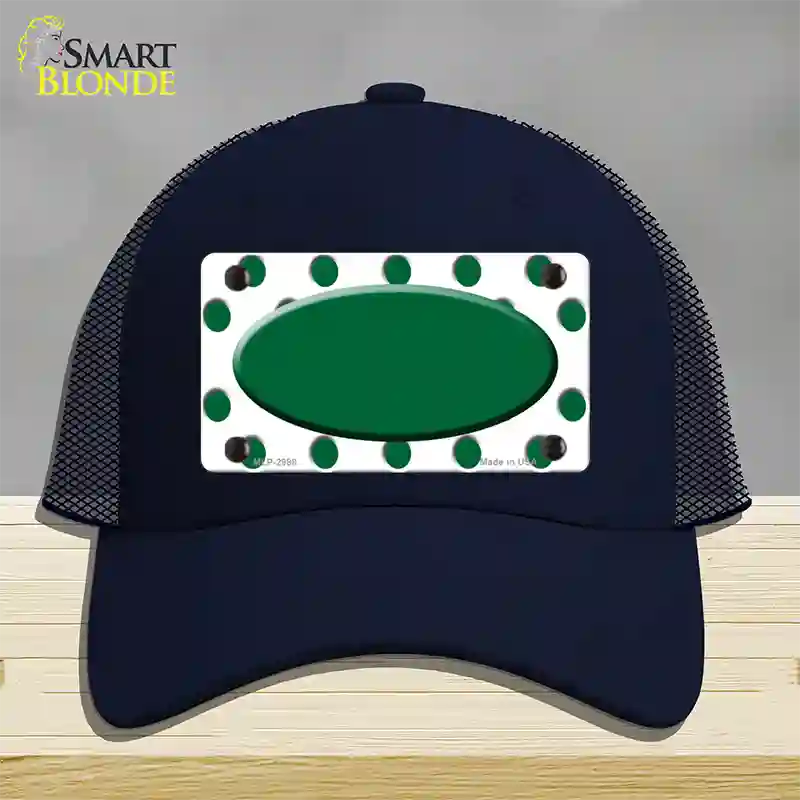 Green White Polka Dot Green Center Oval Novelty License Plate Hat Mesh / Navy