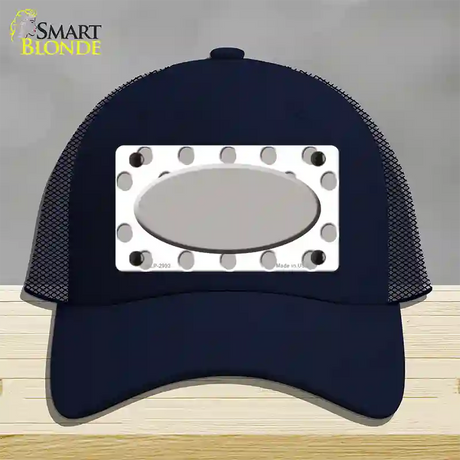 Grey White Polka Dot Grey Center Oval Novelty License Plate Hat Mesh / Navy