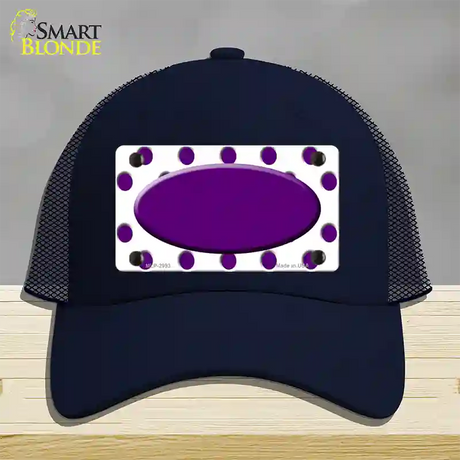 Purple White Polka Dot Purple Center Oval Novelty License Plate Hat Mesh / Navy