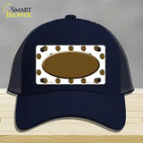 Brown White Polka Dot Brown Center Oval Novelty License Plate Hat Mesh / Navy