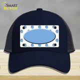 Light Blue White Polka Dot Light Blue Center Oval Novelty License Plate Hat Mesh / Navy