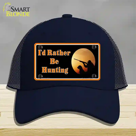 Id Rather Be Hunting Novelty License Plate Hat Mesh / Navy