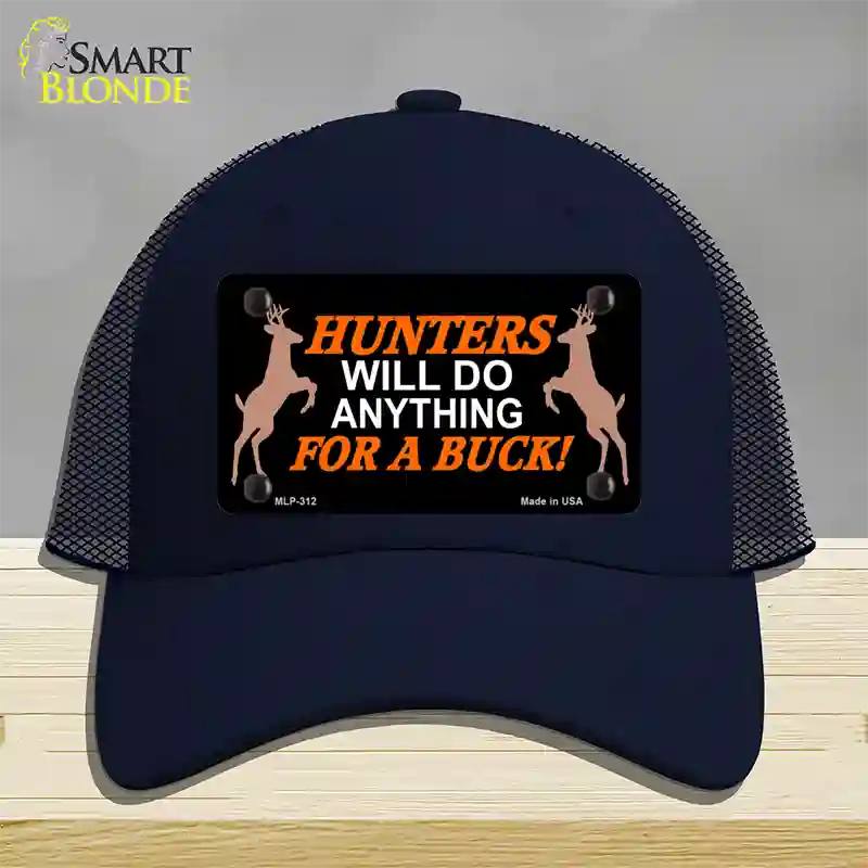 Hunters Will Do Anything Novelty License Plate Hat Mesh / Navy