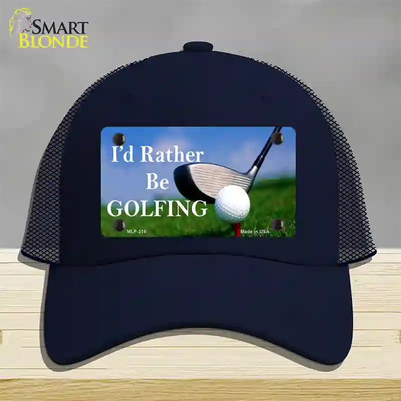 Rather Be Golfing Novelty License Plate Hat Mesh / Navy