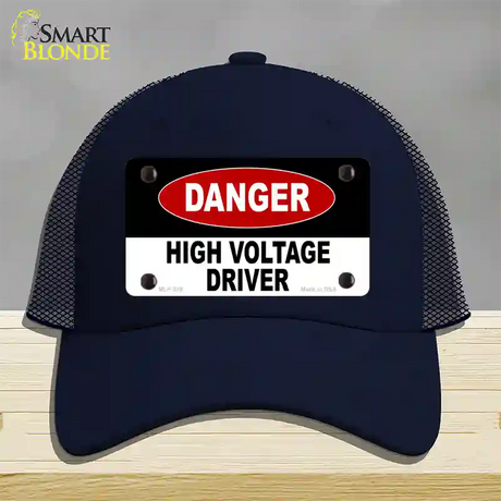 Danger High Voltage Driver Novelty License Plate Hat Mesh / Navy