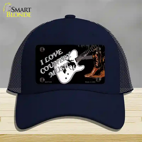 I Love Country Music Novelty License Plate Hat Mesh / Navy