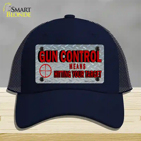 Gun Control Novelty License Plate Hat Mesh / Navy