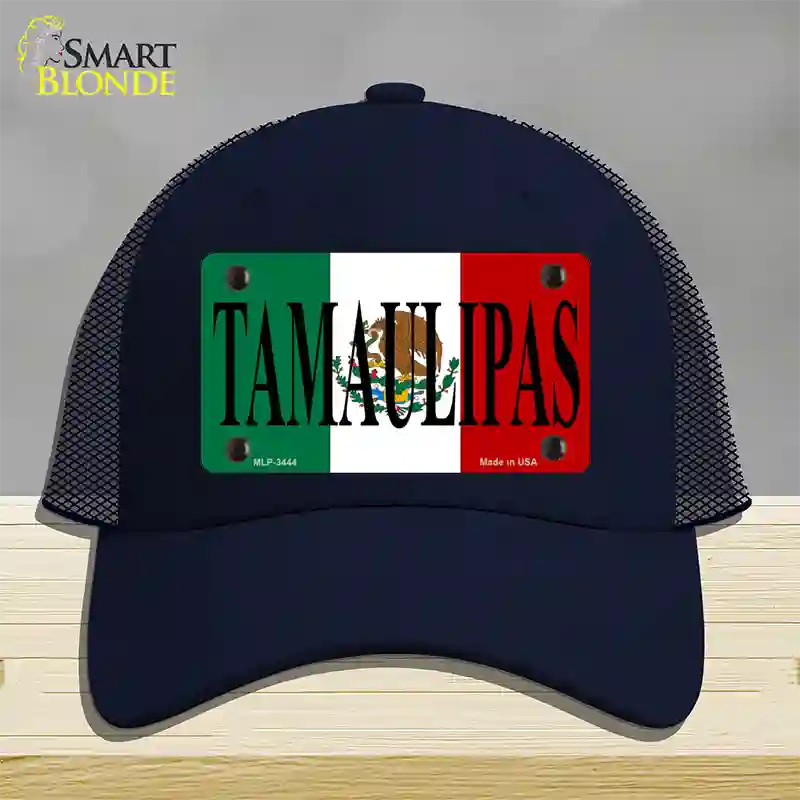 Tamaulipas Mexico Flag Novelty License Plate Hat Mesh / Navy